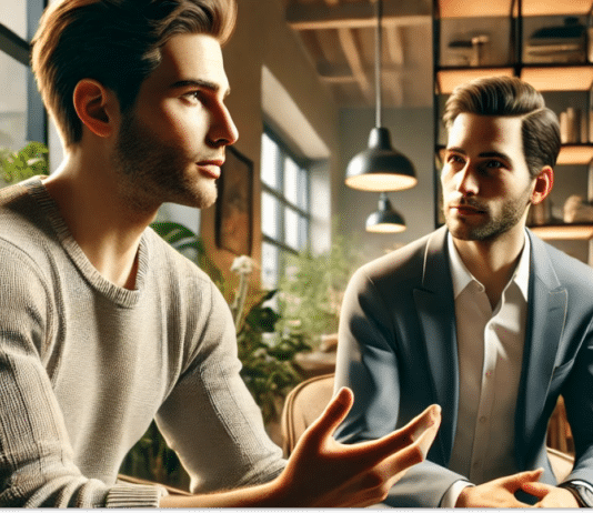 Pronúncia no inglês: os 7 erros mais comuns e como evitá-los Homens conversando sobre sua Pronúncia no inglês