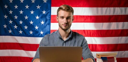 Homem estudando em seu notebook os Artigos indefinidos em inglês