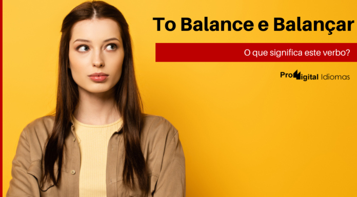 Mulher pensand nos verbos to balance e balançar