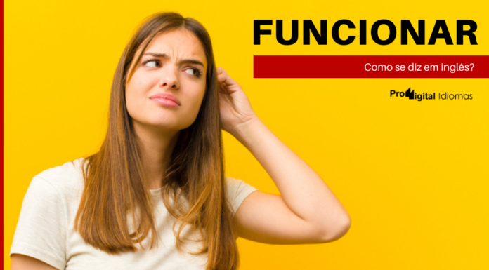 Mulher pensando como se diz funcionar em inglês